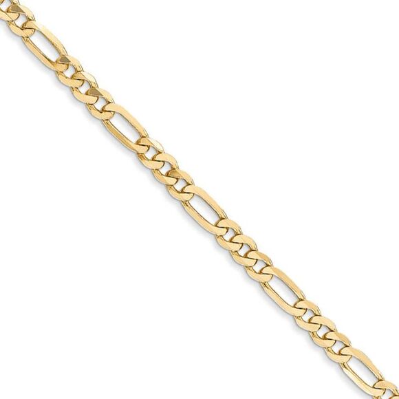3mm 14k Yellow Gold Flat Figaro Chain Necklace 24 Inch